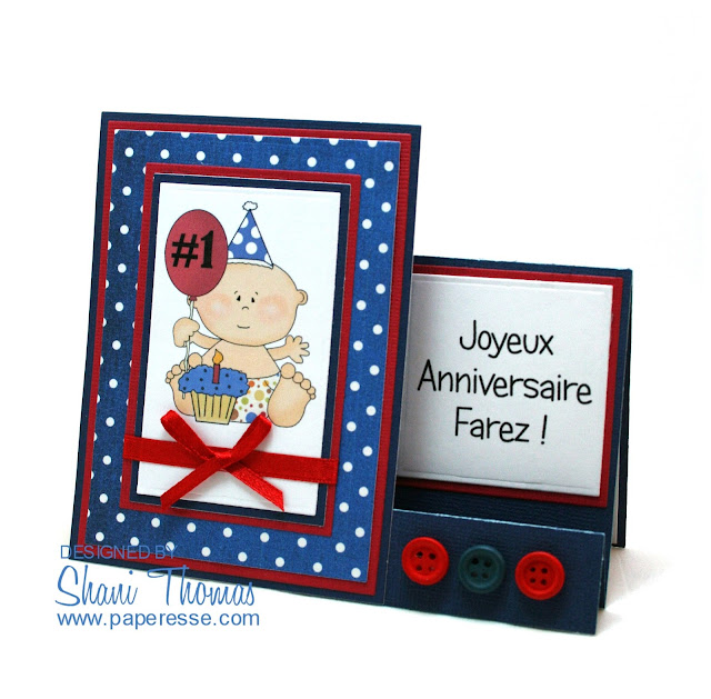 Baby Boy's 1st Birthday card, by Paperesse.