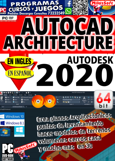 AUTOCAD ARCHITECTURE 2020 - ESPECIALMENTE PARA ARQUITECTOS - MAS LIBRERIAS 32 64 BITS ESPAÑOL E INGLES