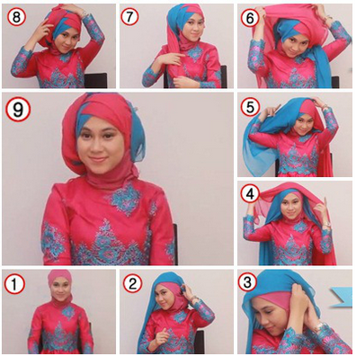 Cara Pakai Jilbab Dua  Warna  untuk Pesta Kumpulan Contoh 