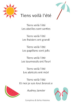 Tiens voilà l'été, d'Audrey Janvier, Paroles de la comptine pour les enfants - Sélection de Poésie, Chansons et Comptines pour enfant - Par Comptines et Belles Histoires