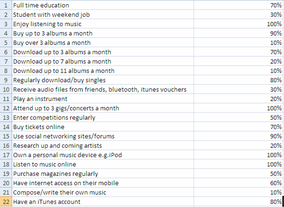 target audience profile. of my target audience in