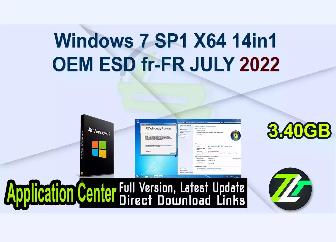 Windows 7 SP1 X64 14in1 OEM ESD fr-FR JULY 2022 
