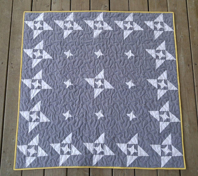 Gray and yellow friendship star quilt