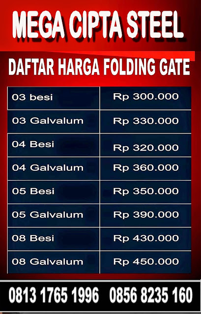 GANBAR DARTAR HARGA  FOLDING GATE JAKARTA