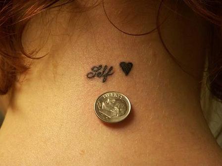 A small size neck tattoo