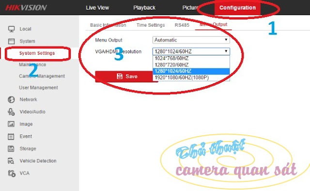 Điều chỉnh độ phân giải màn hình dòng Hikvison