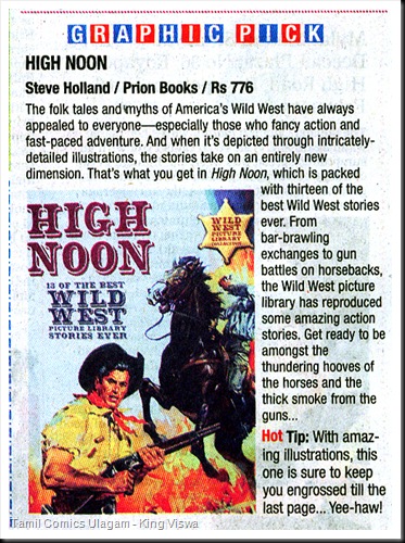 Times Of India Chennai Times Page 10 30th Jan 2009 Graphic Pic Wild West High Noon