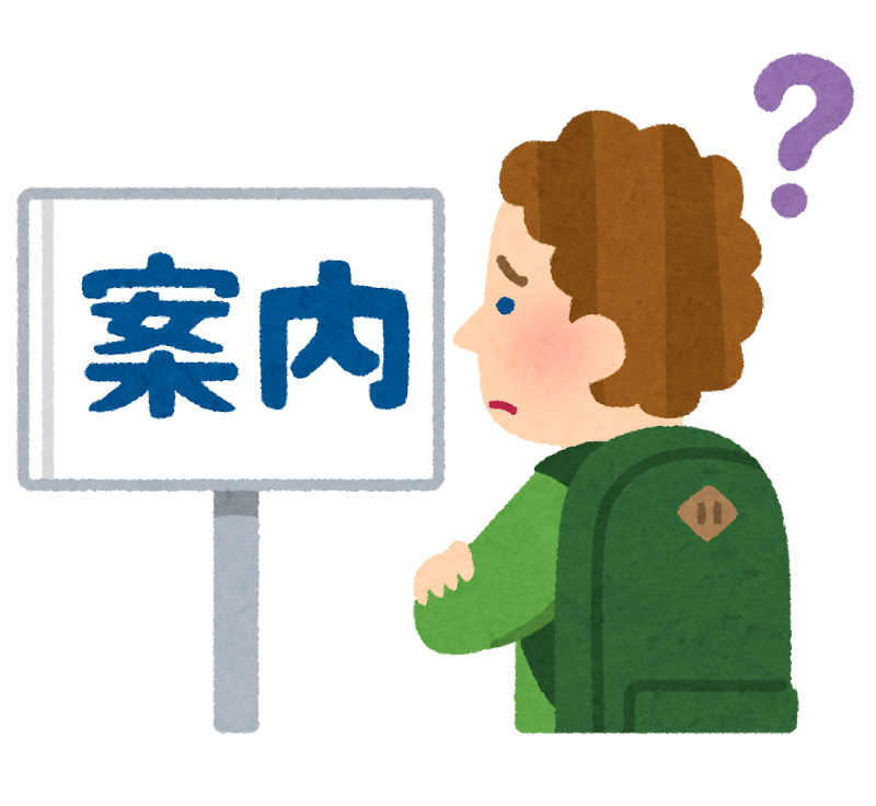 看板が読めなくて困る外国人のイラスト かわいいフリー素材集 いらすとや