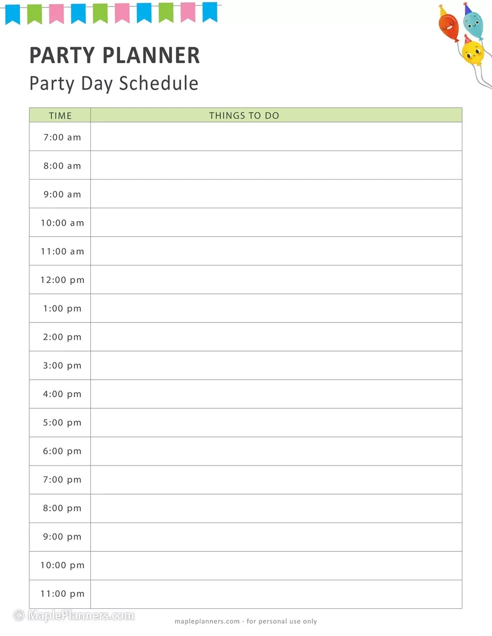 Schedule the day of the birthday birthday celebration