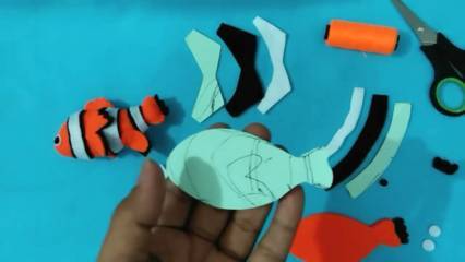  Cara  Membuat  Boneka  Hewan dari Kain Flanel Si Nemo yang  