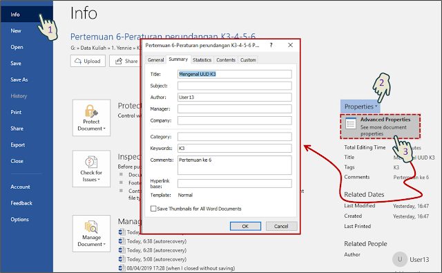 Cara 1 Menampilan Properties Dialog Box