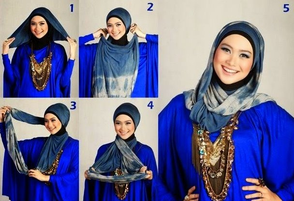 12 Tutorial  Hijab Pashmina Wajah Bulat untuk  Pesta Kreasi 