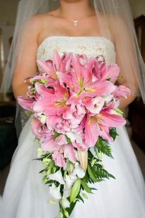 pink lily wedding bouquets