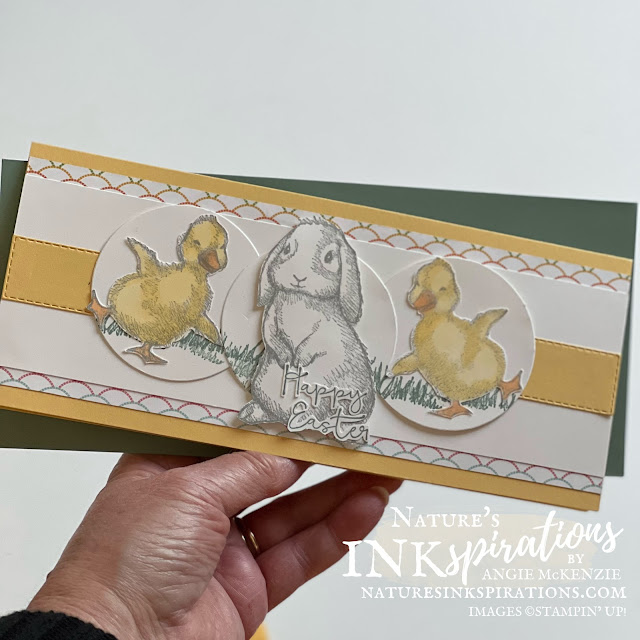 Stampin' Up! Easter Friends Slimline Card (front with envelope) | Nature's INKspirations by Angie McKenzie