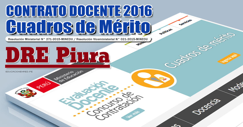 DRE Piura: Cuadros de Mérito para Contrato Docente 2016 (Resultados 22 Enero) - www.drep.gob.pe