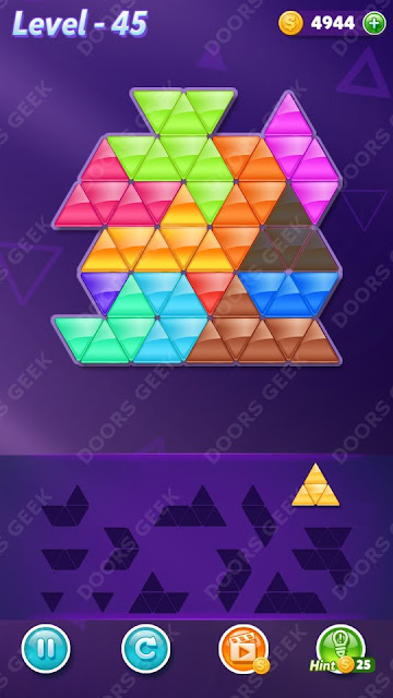 Block! Triangle Puzzle 12 Mania Level 45 Solution, Cheats, Walkthrough for Android, iPhone, iPad and iPod