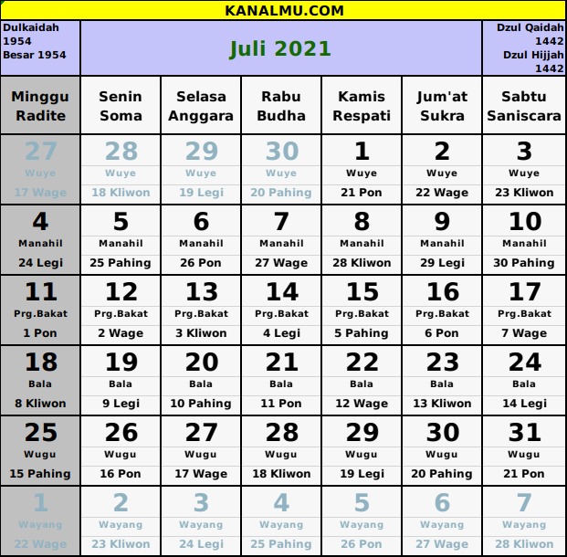 Kalender Tahun 2021 Indonesia Lengkap Jawa Hijriyah Template Format Cdr Siap Edit Kanalmu kalender 2021 juni juli