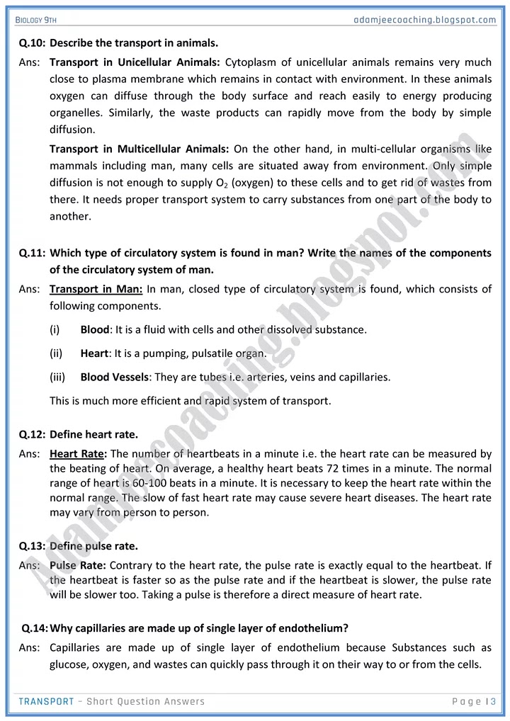 transport-short-question-answers-biology-9th