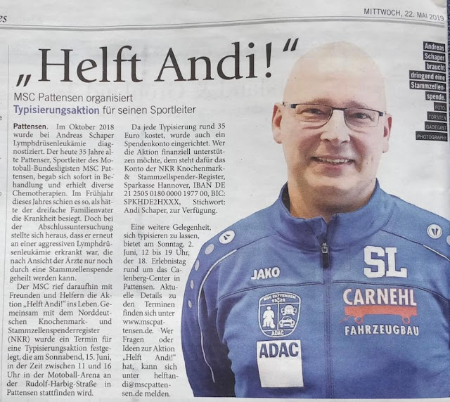 Zeitungsartikel "Helft Andy"