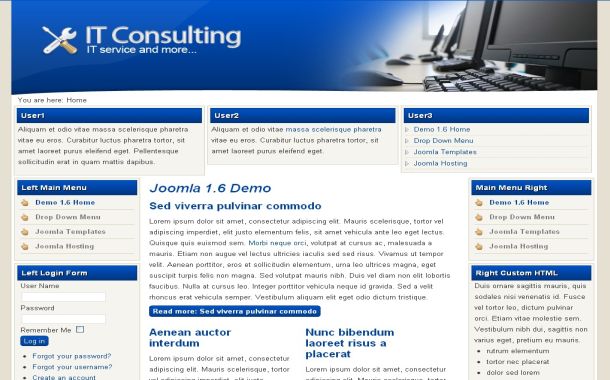 Free Joomla 16 IT Security Technology Blue Gray Web 20 Theme Template 