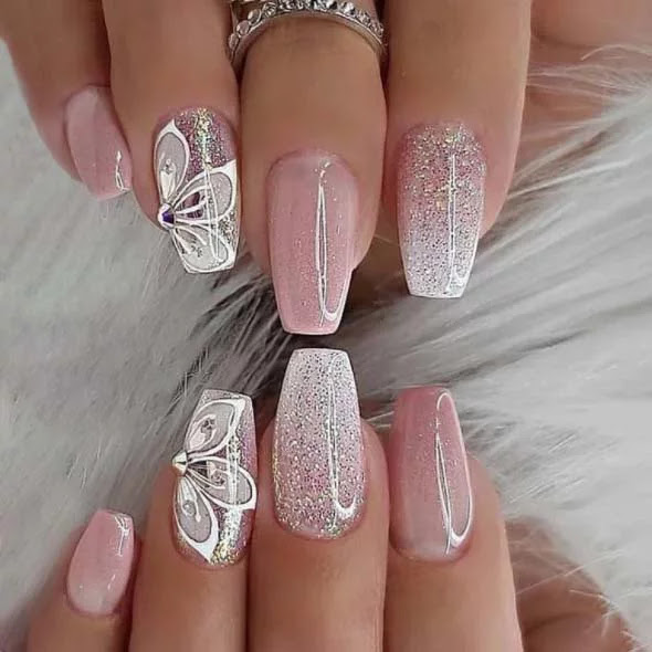 Glitter Glam Pink Nail Art