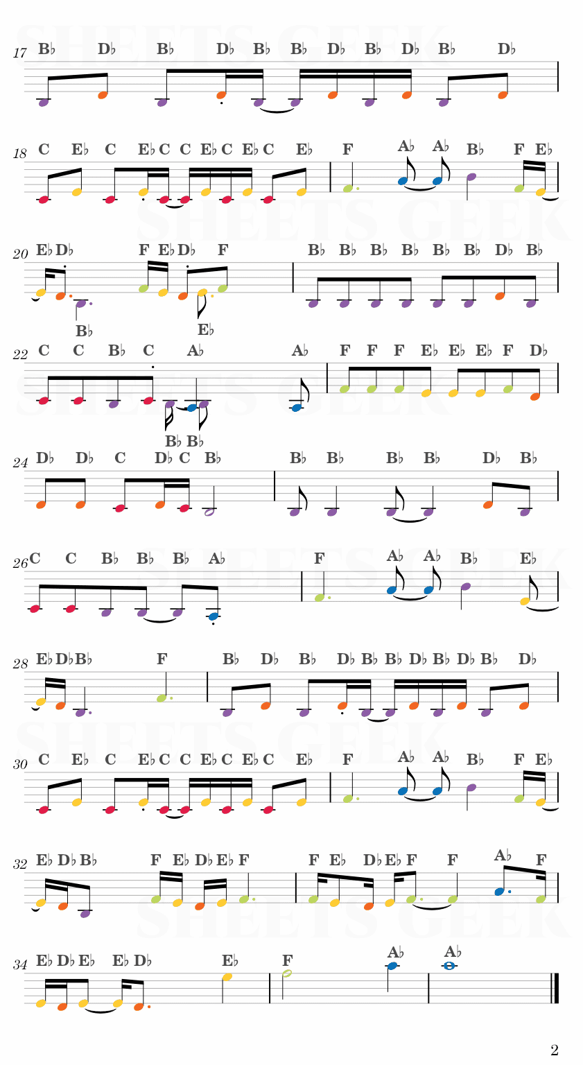 Peaches - Jack Black (The Super Mario Bros. Movie) Easy Sheet Music Free for piano, keyboard, flute, violin, sax, cello page 2