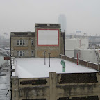 Snowy Blank Sign - At an oil facility on the Queens side of the Greenpoint Ave. bridge over Newtown Creek.