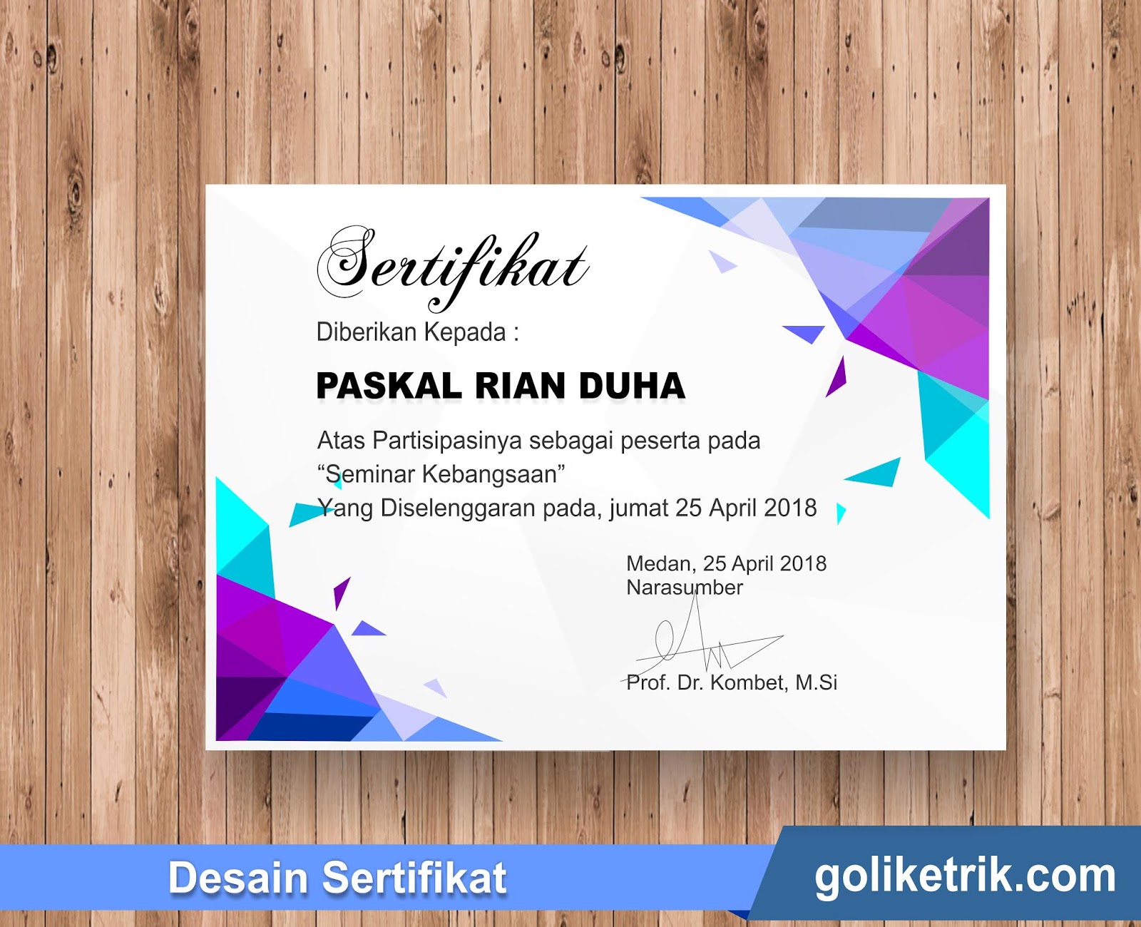 Download Template Sertifikat Gratis Bisa Edit Format Docx dan CDR - Goliketrik