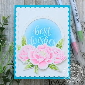 Sunny Studio Stamps: Pink Peonies Fancy Frames Dies Best Wishes Card by Juliana Michaels