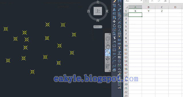 將選取點的座標值輸出到Excel(AutoCAD LISP)