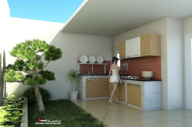 Desain Dapur Terbuka Dengan Taman  Dibelakang Rumah Yang Modern Terbaru 2022