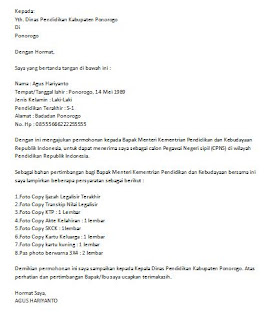  bahwasanya aneka macam peluang pekerjaan yang ada di sekitar lingkungan kita Contoh Surat Lamaran Kerja CPNS Lulusan S1 untuk Dinas Pendidikan