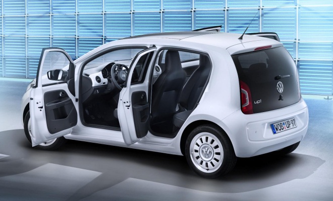 VW Up with passenger doors open