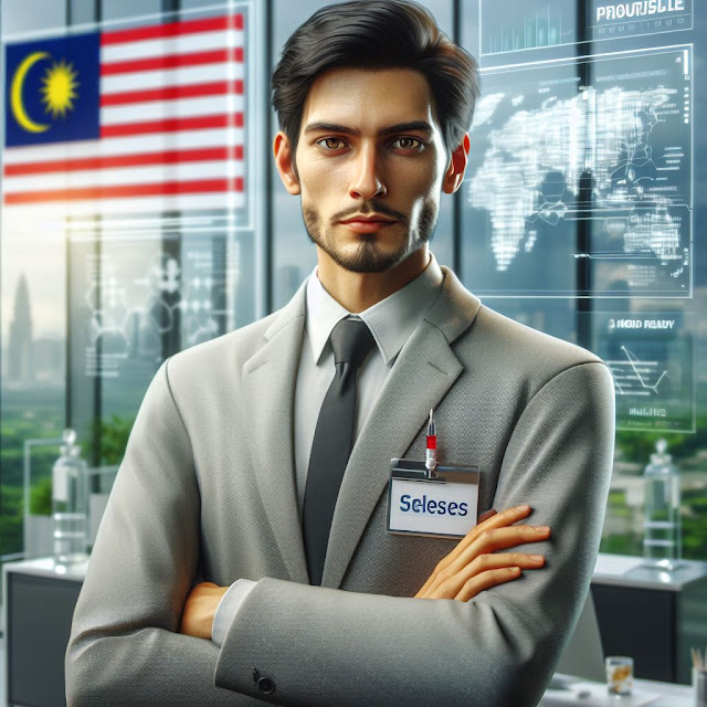 An image of a man representing a salesperson with the surrounding that suggest he's in Life Science industry in Malaysia.