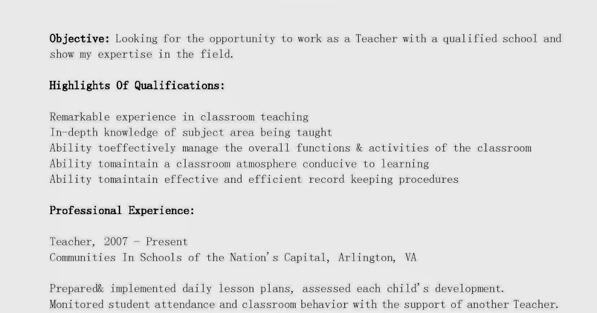 Resume Samples: Former Teacher Resume Sample