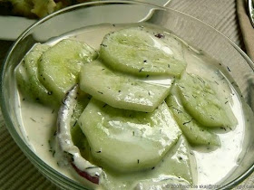 creamy cucumber sliced in dill sauce