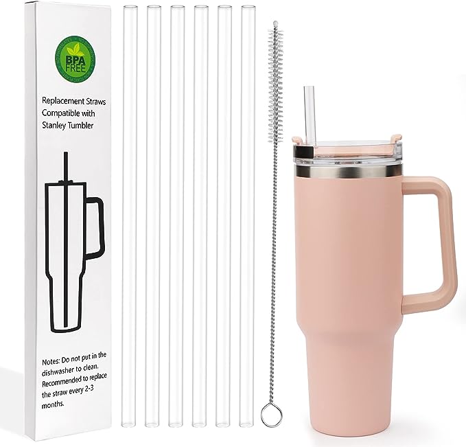 Silicone Replacement Straws for Stanley 40 oz 30 oz Cup Tumbler -6 PCS  Straws Replacement for Stanley Adventure Travel Tumbler, Straws with Cup