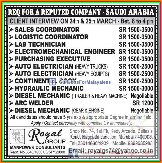 Large job vacancies for KSA