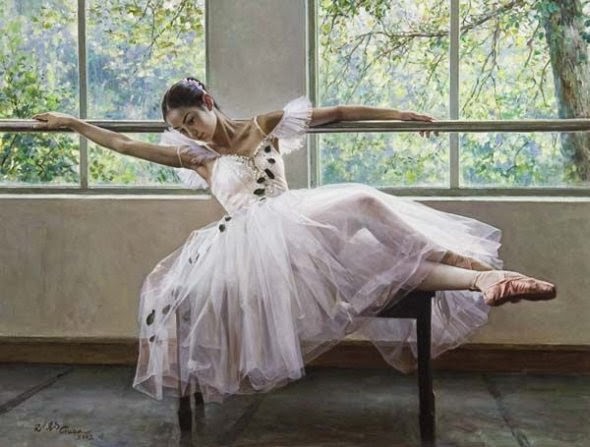 Guan Zeju pinturas foto-realistas mulheres bailarinas sensuais chinesas asiáticas