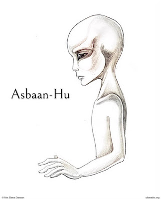 An artistic depiction of an Asbaan Hu alien being, reflecting their unique characteristics and plight in the Asba’a System