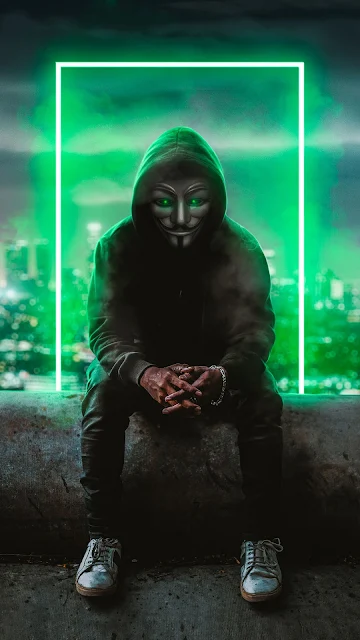 Anonymous, Mask, Guy, Green, Artist, Artwork