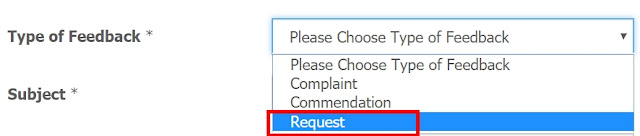 choose Request on guest feedback form