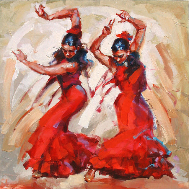 Flamenco, Tango, Expressive Figurative Paintings By "Renata Domagalska" 