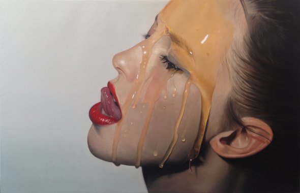 Mike Dargas pinturas hiper-realistas retratos mulheres cobertas lascívia luxúria mel calda de chocolate sensual