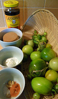 Green tomatoes, molasses, brown sugar, and spices