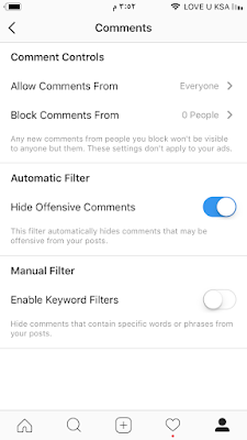 الآن يمكنك فلترة التعليقات المسيئة في انستقرام 