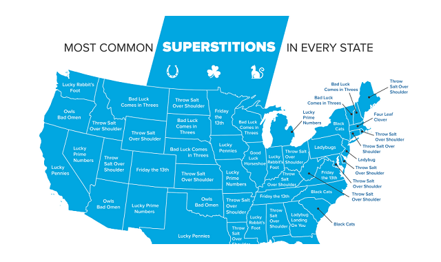 The most popular superstitions in every state in America