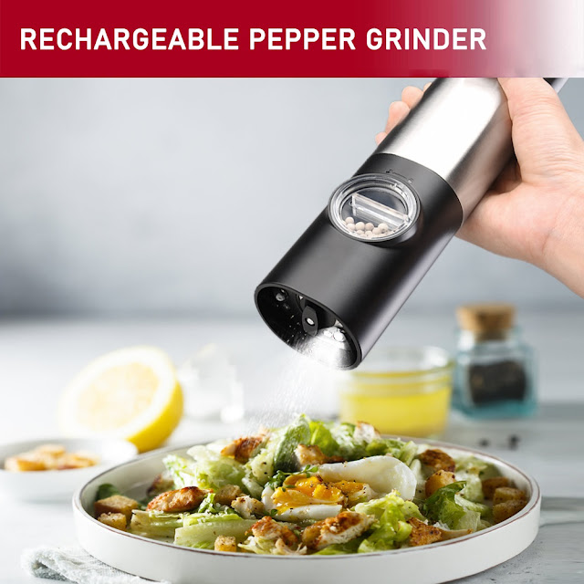 Electric Salt and Pepper Grinder Set - Rechargeable USB