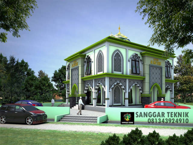  GAMBAR  DESAIN MASJID  MODERN 15x15 DUA  LANTAI  SANGGAR TEKNIK