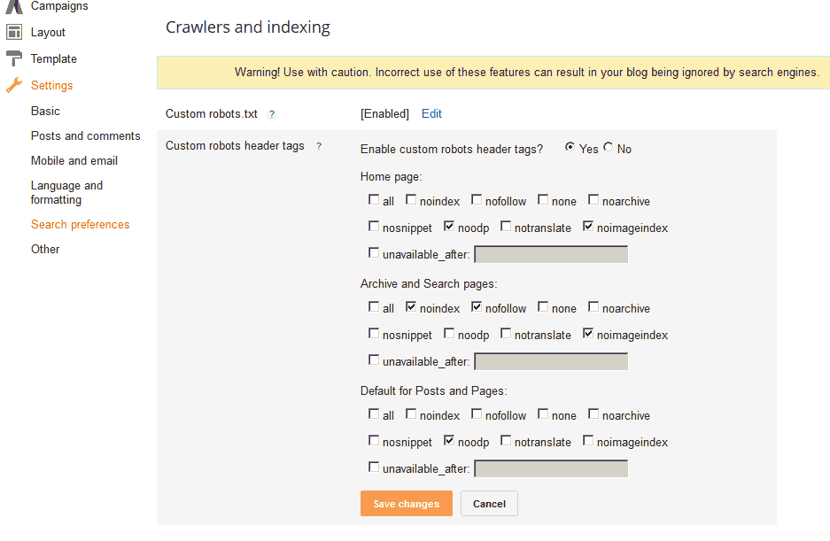 Optimized way to add Custom Robots Tags in Blogger